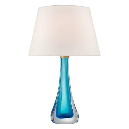 Lampe de table Christa Verre bleu céruléen et Lin
