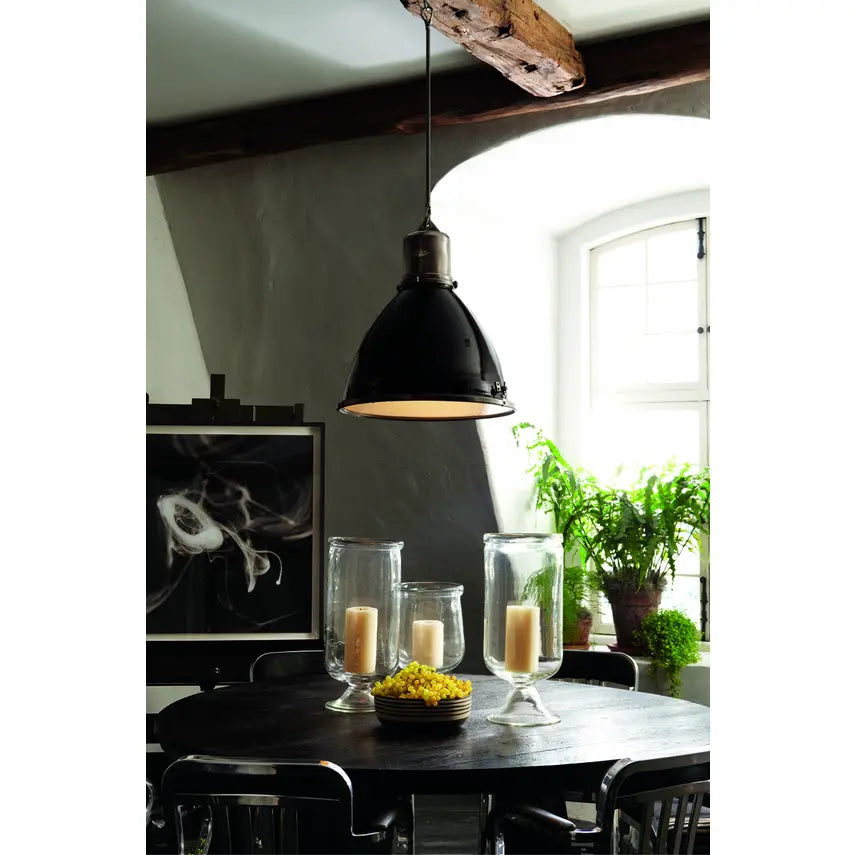 Suspension Fulton Large Acier Industriel Noir