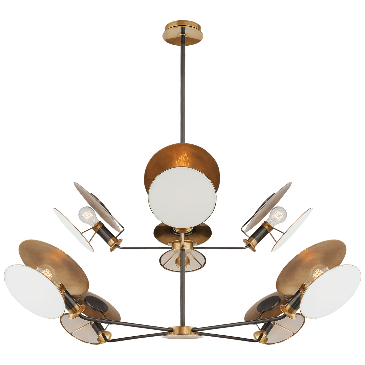 Lustre Osiris Large Reflector Bronze and Hand-Rubbed Antique Brass with Linen Diffuser