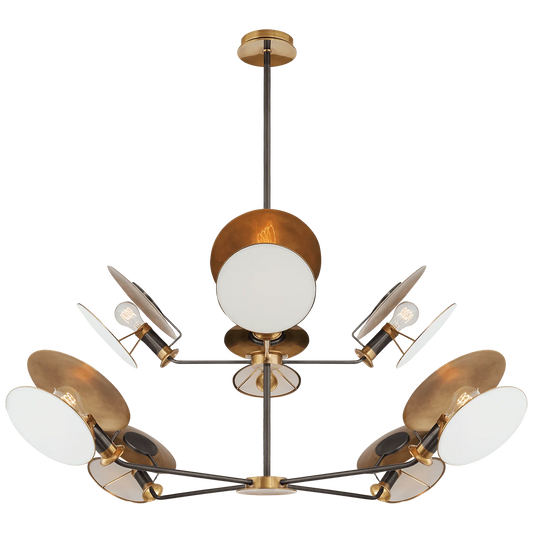 Lustre Osiris Large Reflector Bronze and Hand-Rubbed Antique Brass with Linen Diffuser