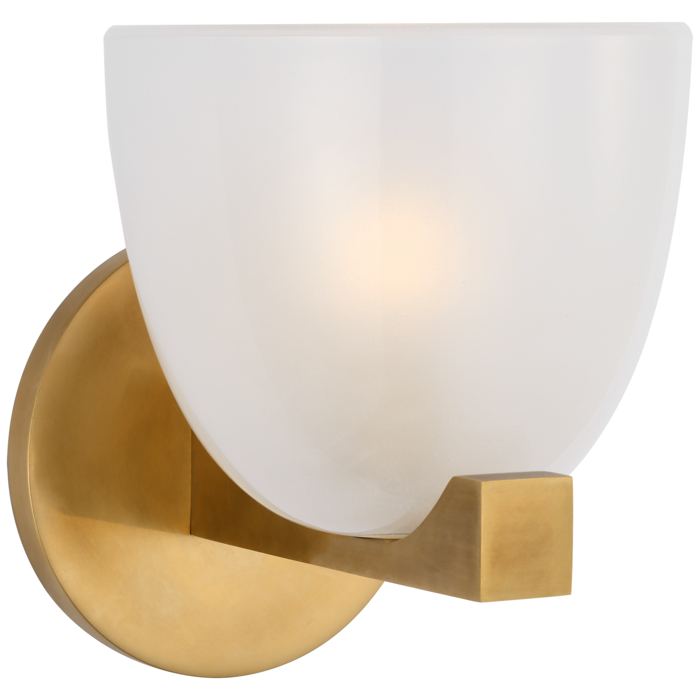 Carola Single Brass Wall Lamp with Frozen Ribbed Glass