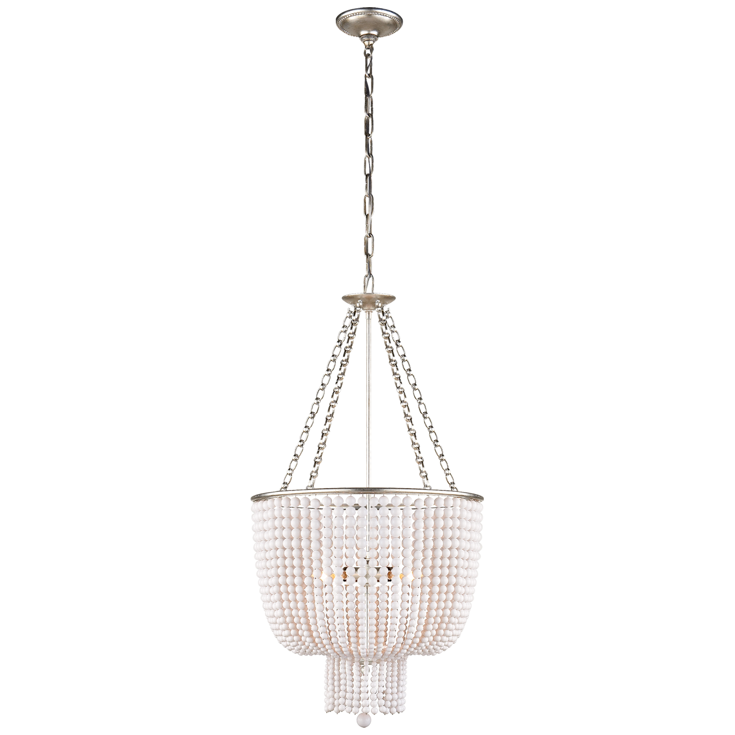 Jacqueline Chandelier Silver Leaf Burnished White Acrylic