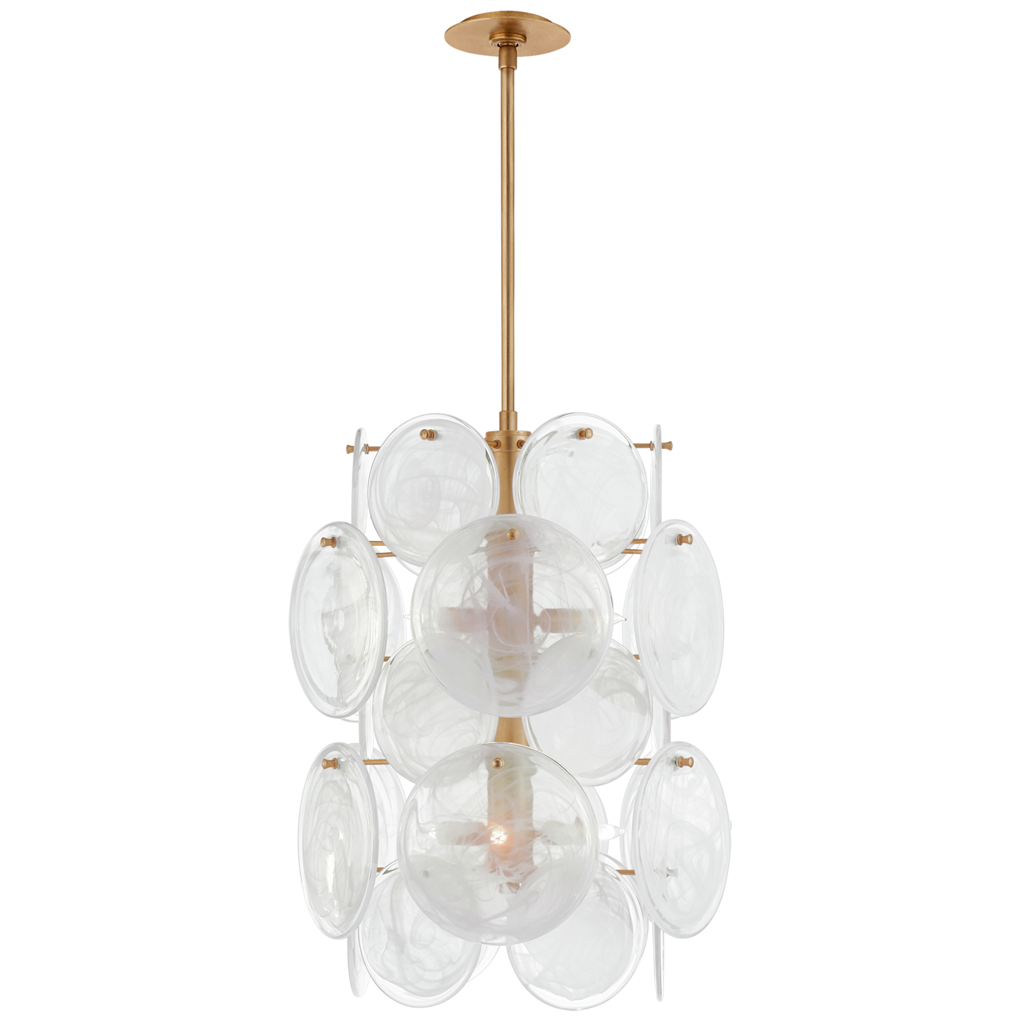 Loire Medium Barrel Chandelier Gold White Ribbed Glass