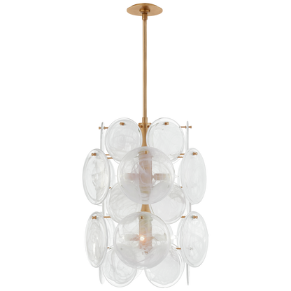 Loire Medium Barrel Chandelier Gold White Ribbed Glass