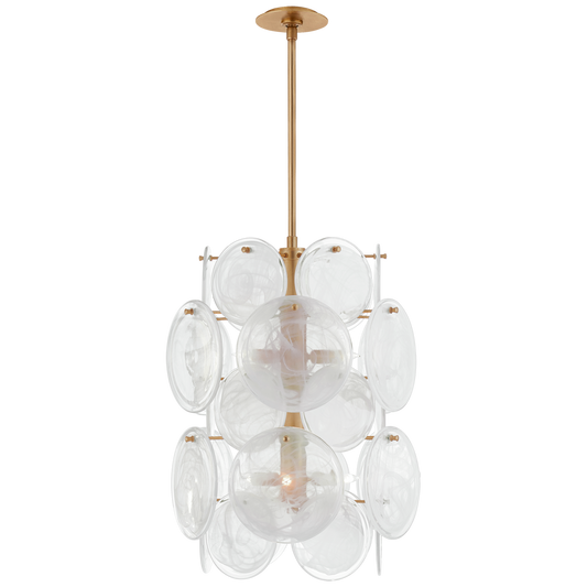 Loire Medium Barrel Chandelier Gold White Ribbed Glass