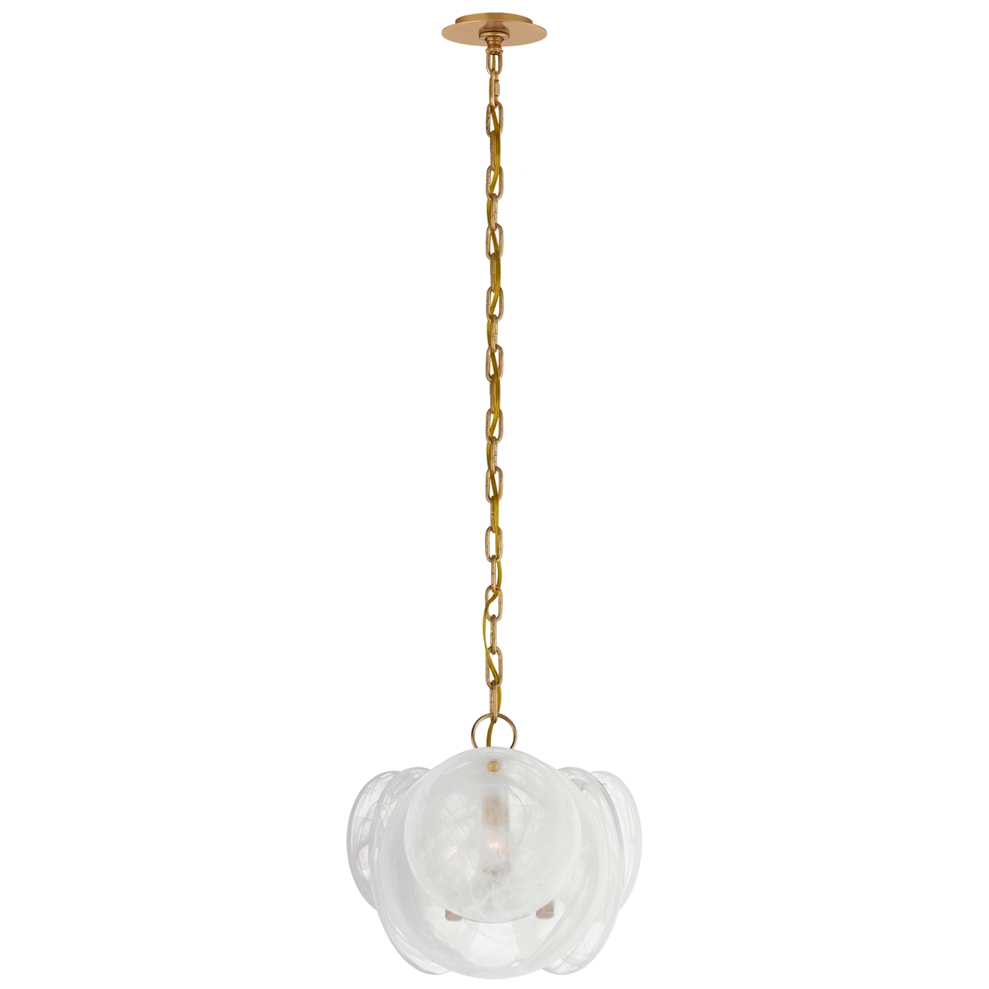 Loire Petite Chandelier Gold White Ribbed Glass