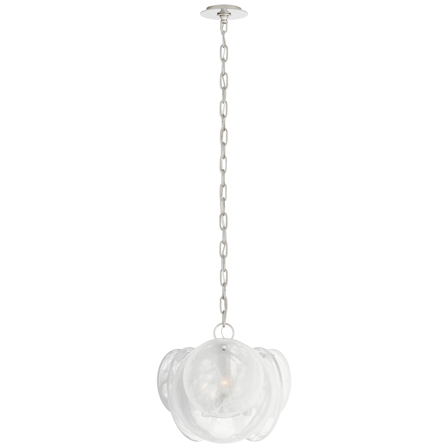 Loire Petite Nickel Chandelier White Ribbed Glass