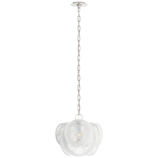 Loire Petite Nickel Chandelier White Ribbed Glass