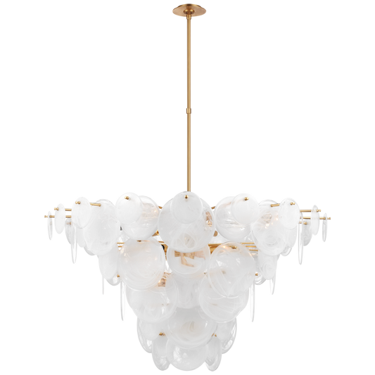 Extra Large Loire Chandelier Gold White Ribbed Glass