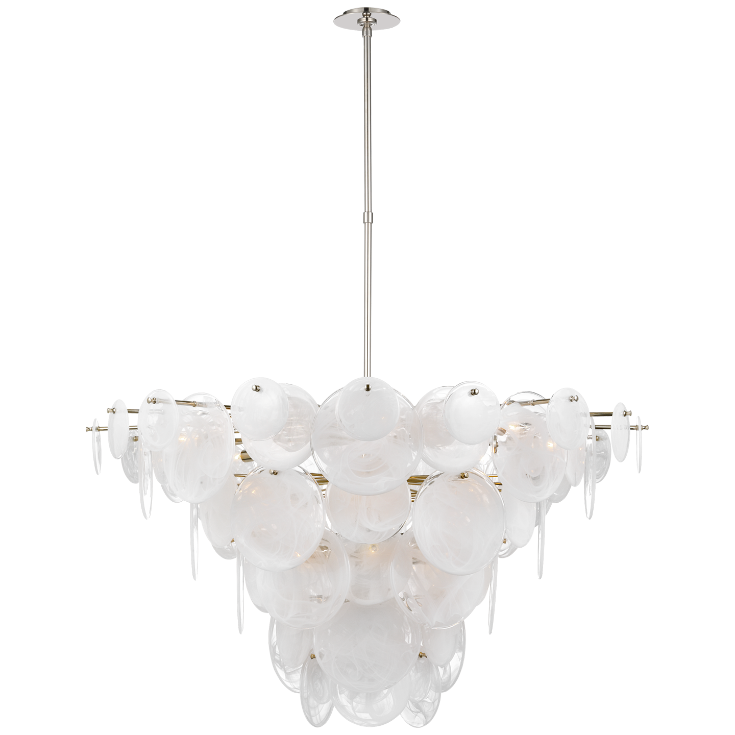 Extra Large Loire Chandelier Nickel White Ribbed Glass