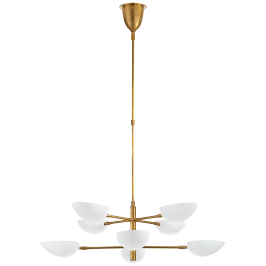 Graphic Matte White Brass Chandelier