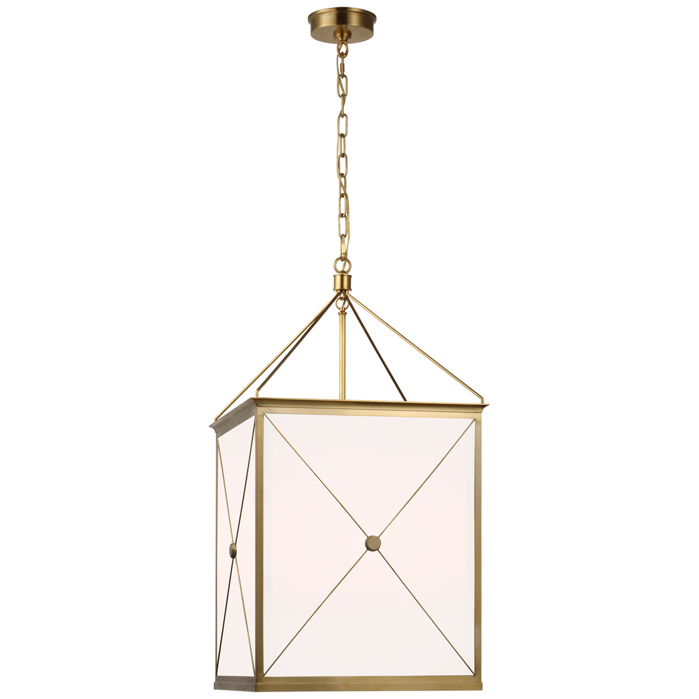 Suspension Rossi Lanterne Medium Laiton et Verre blanc