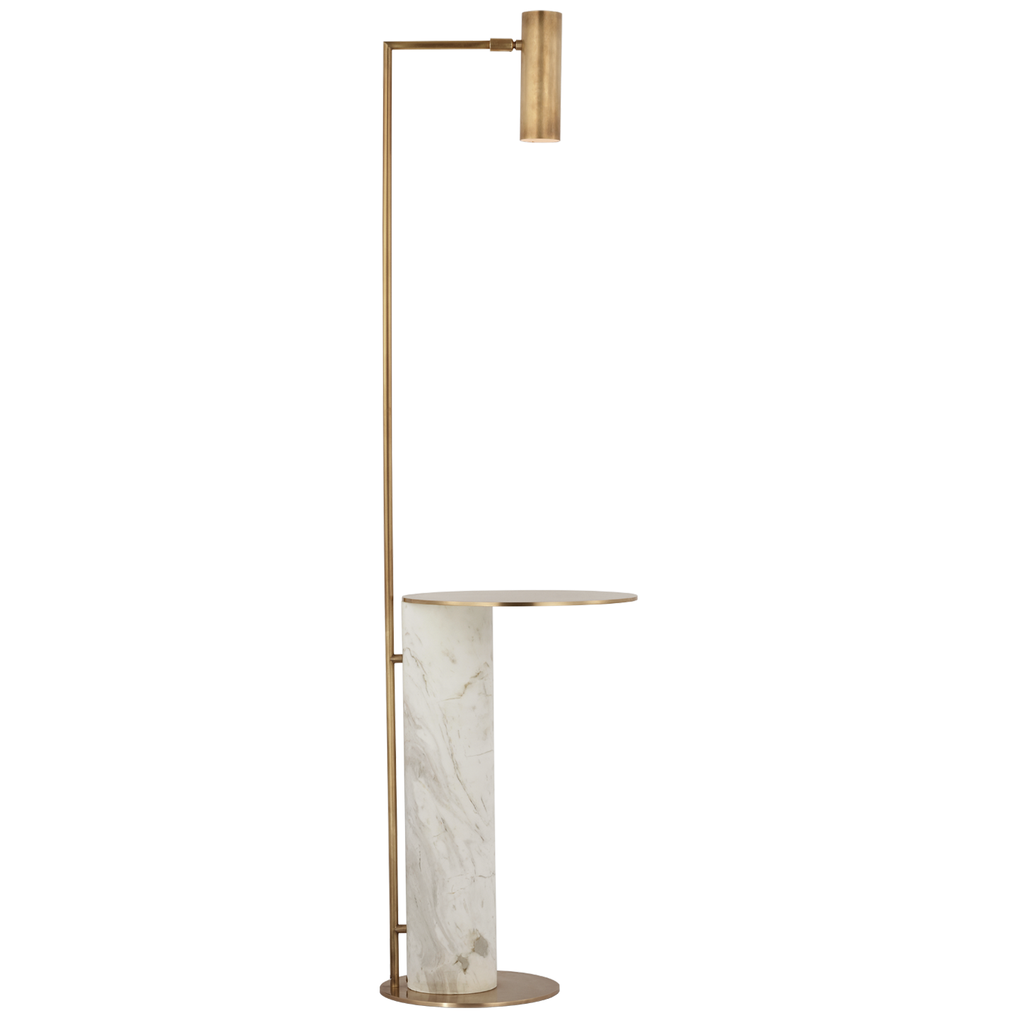 Alma Floor Lamp Brass and White Marble Tray 
