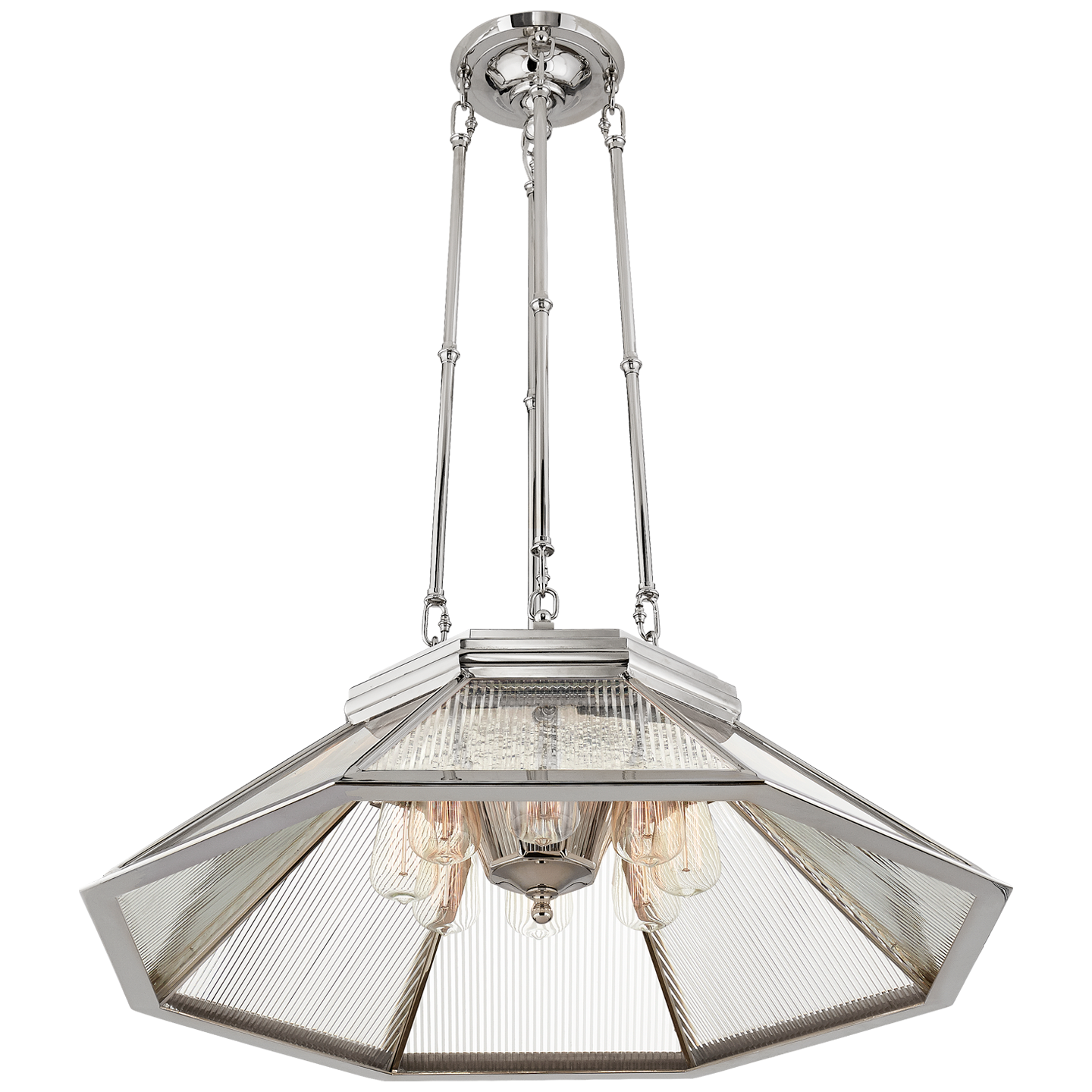 Rivington Chandelier Medium Nickel Clear Ribbed Glass