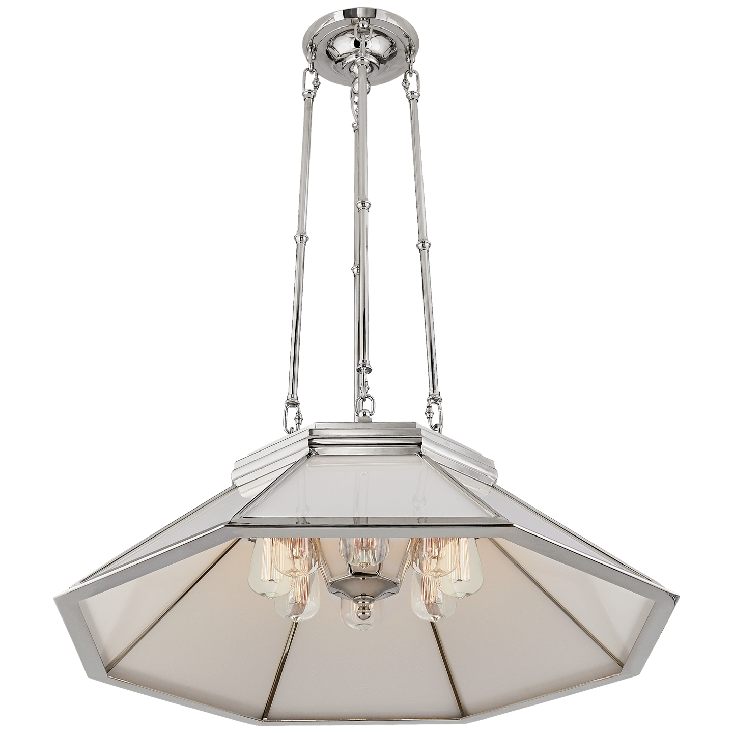 Rivington Chandelier Medium Nickel White Glass 