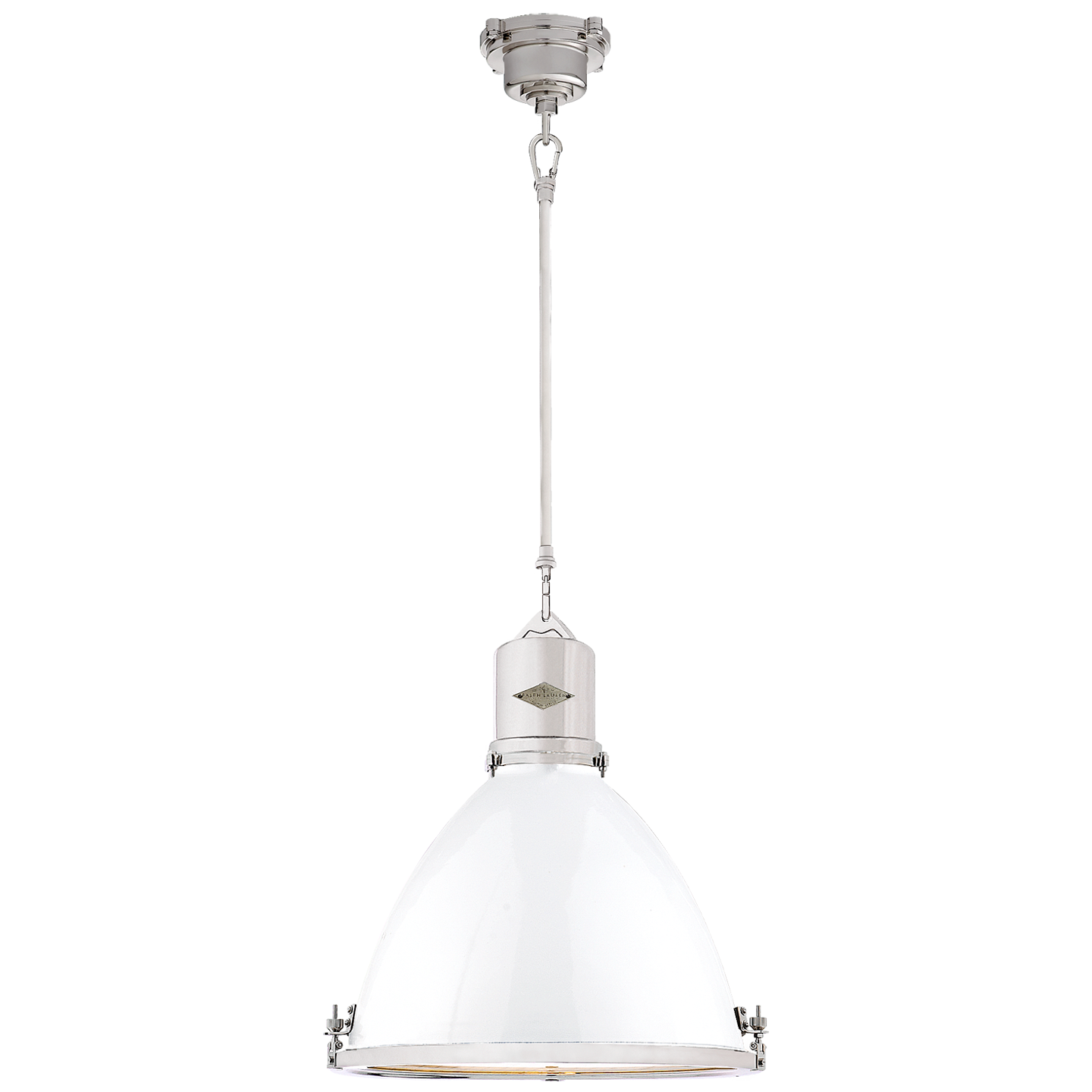 Fulton Medium Nickel Enamel White Pendant Light 