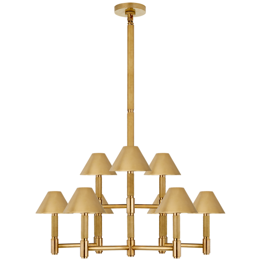 Barrett Medium Brass Chandelier with Brass Lampshade 