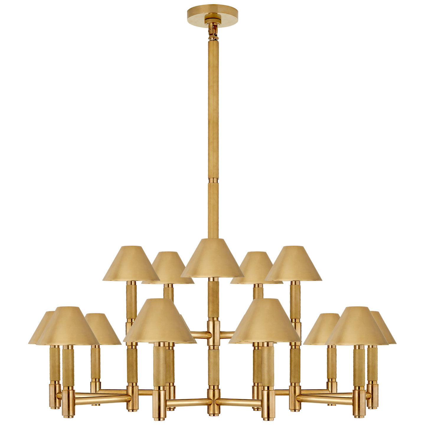 Barrett Large Brass Chandelier with Brass Lampshade 