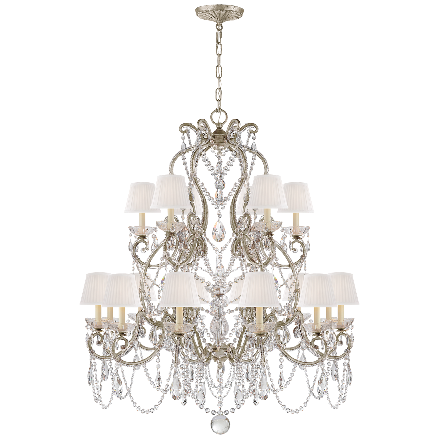 Adrianna Medium Antique Silver Leaf Chandelier 