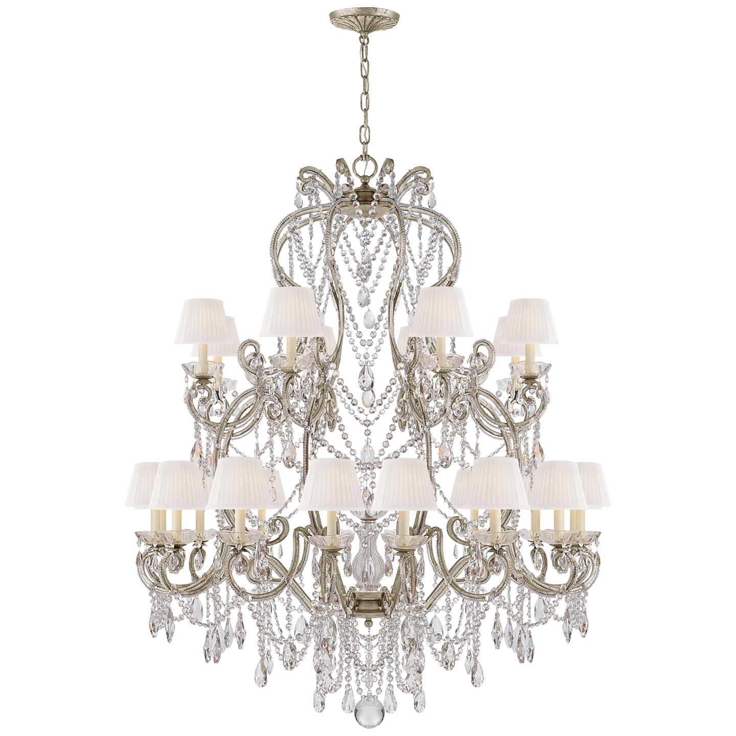 Adrianna Large Antique Silver Leaf Chandelier 