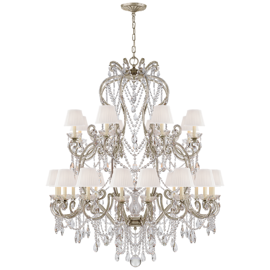 Adrianna Large Antique Silver Leaf Chandelier 