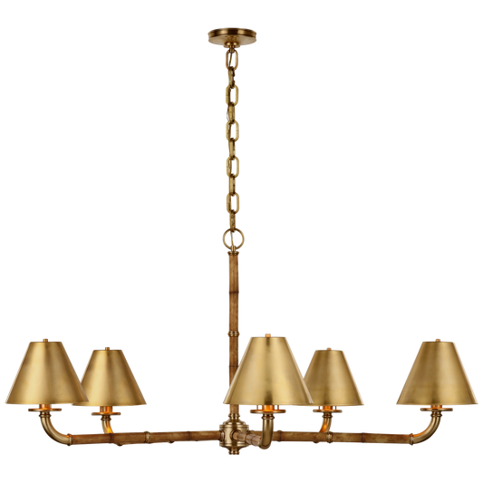 Dalfern Large Brass Chandelier with Brass Lampshade 