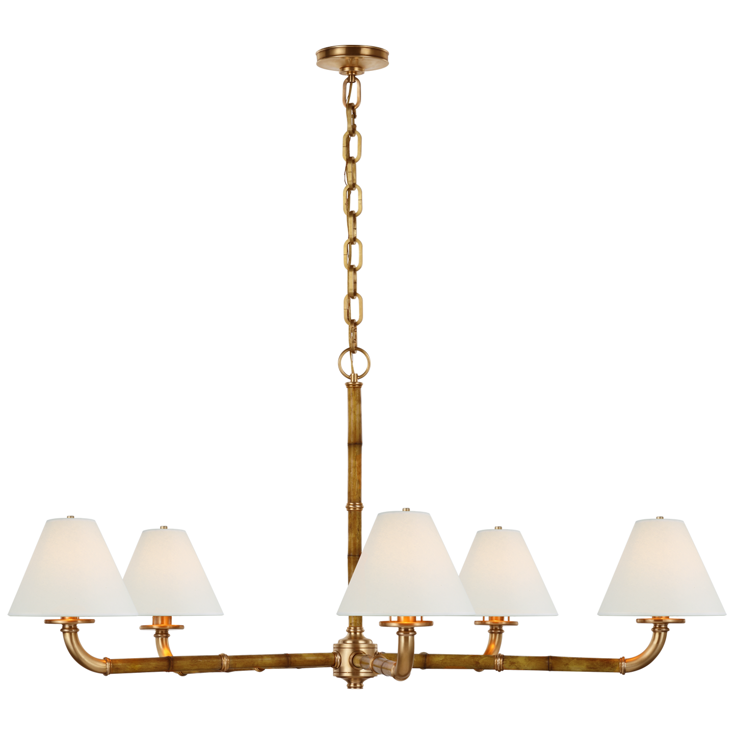 Dalfern Large Brass Chandelier with White Lampshade 