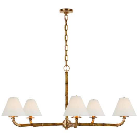 Dalfern Large Brass Chandelier with White Lampshade 