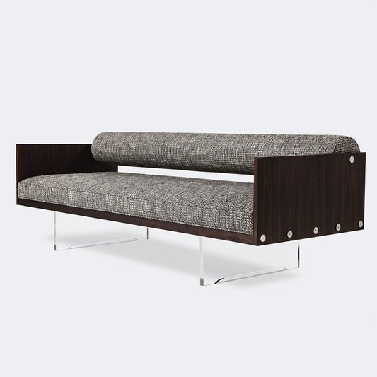 Roll-Back-Sofa mit Holzarmen