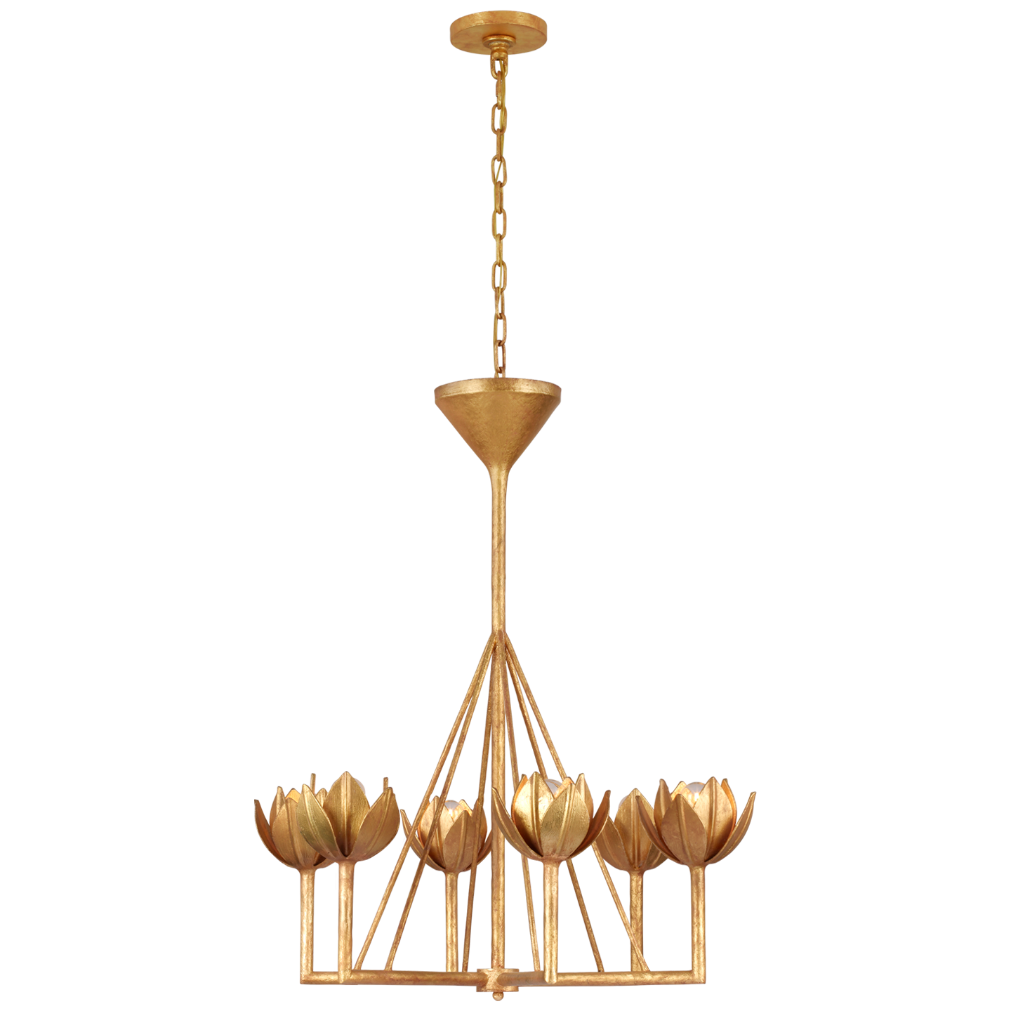 Chandelier Alberto Single Small Feuille d'or antique