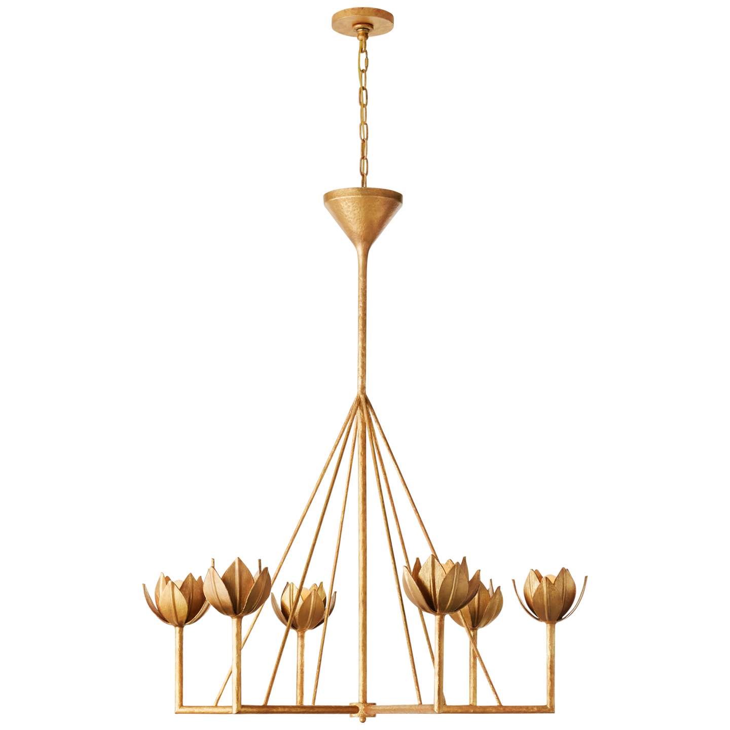 Chandelier Alberto Single Large Feuille d'or antique