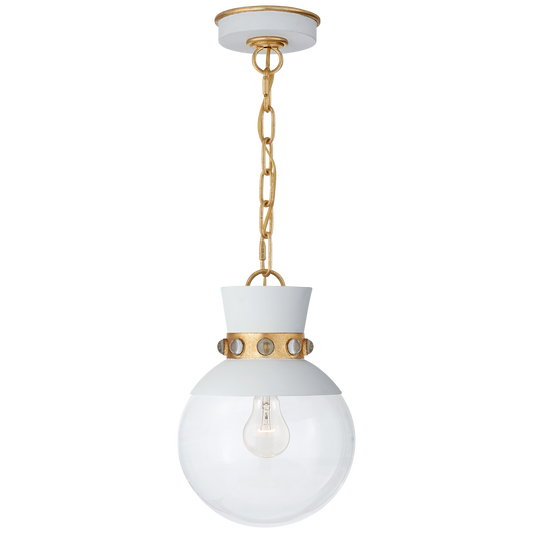 Suspension Lucia Small Doré Blanc Mat et Verre