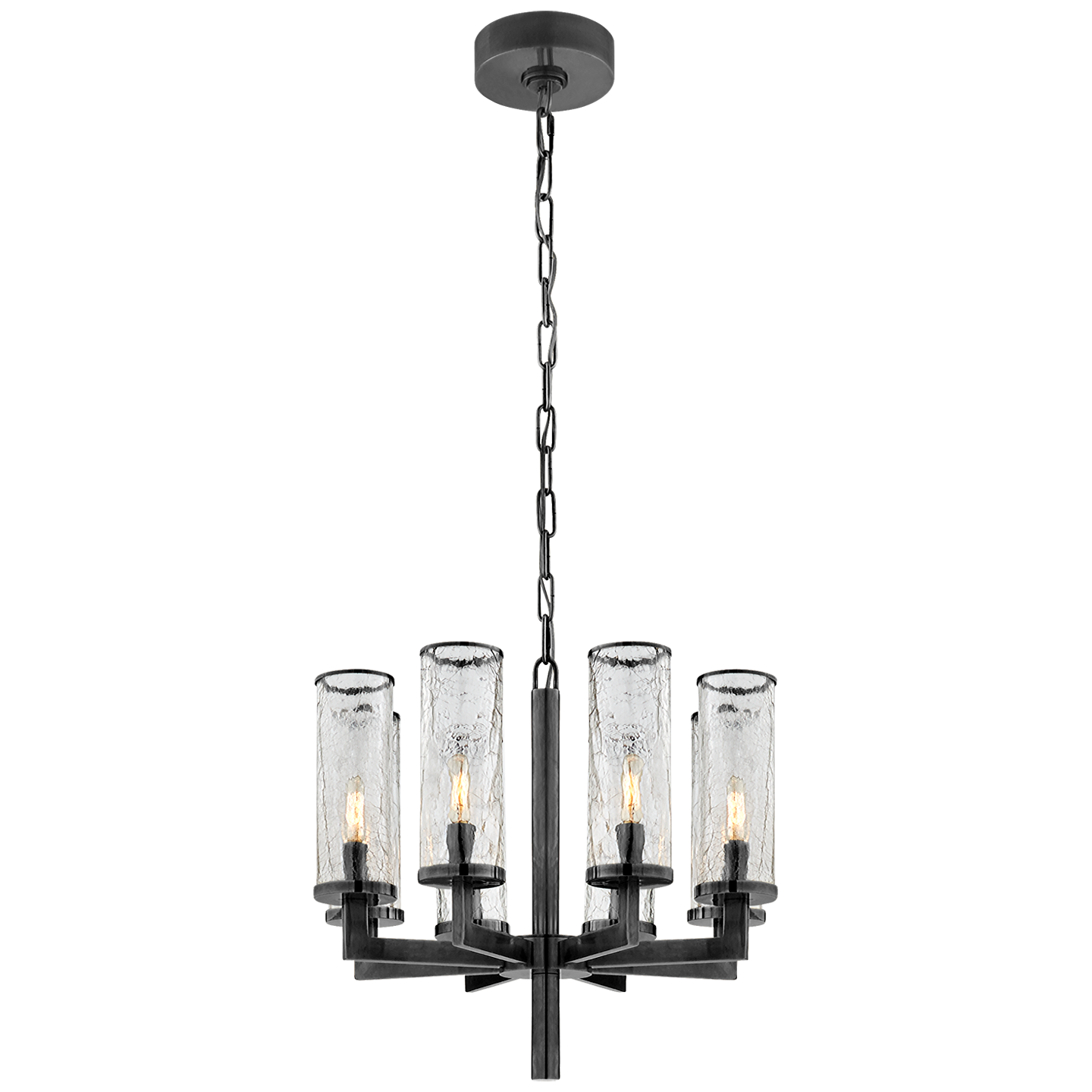 Simple Liaison Chandelier - Bronze and Cracked Glass 