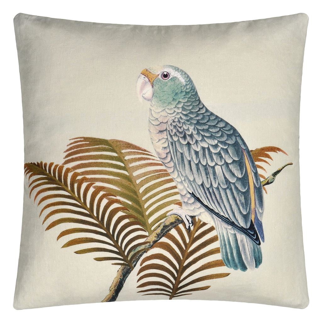 Parrot And Palm Parchment Cushion