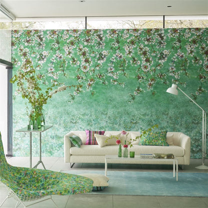 Assam Blossom Emerald Wallpaper
