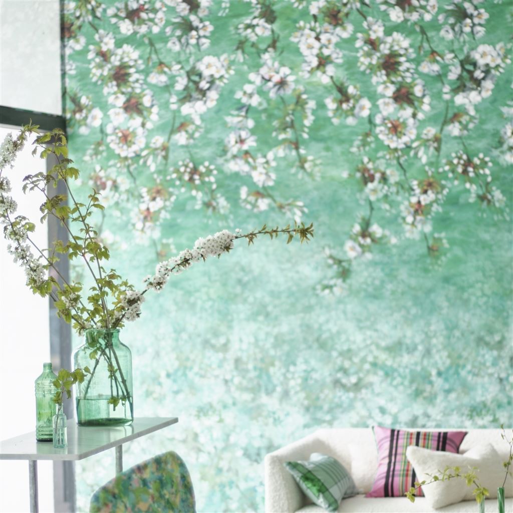 Assam Blossom Emerald Wallpaper