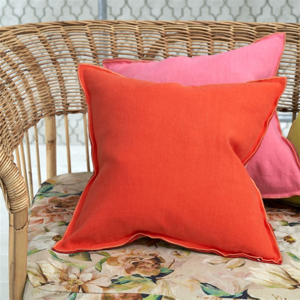 DG Brera Lino Nasturtium &amp; Papaya Linen Cushion