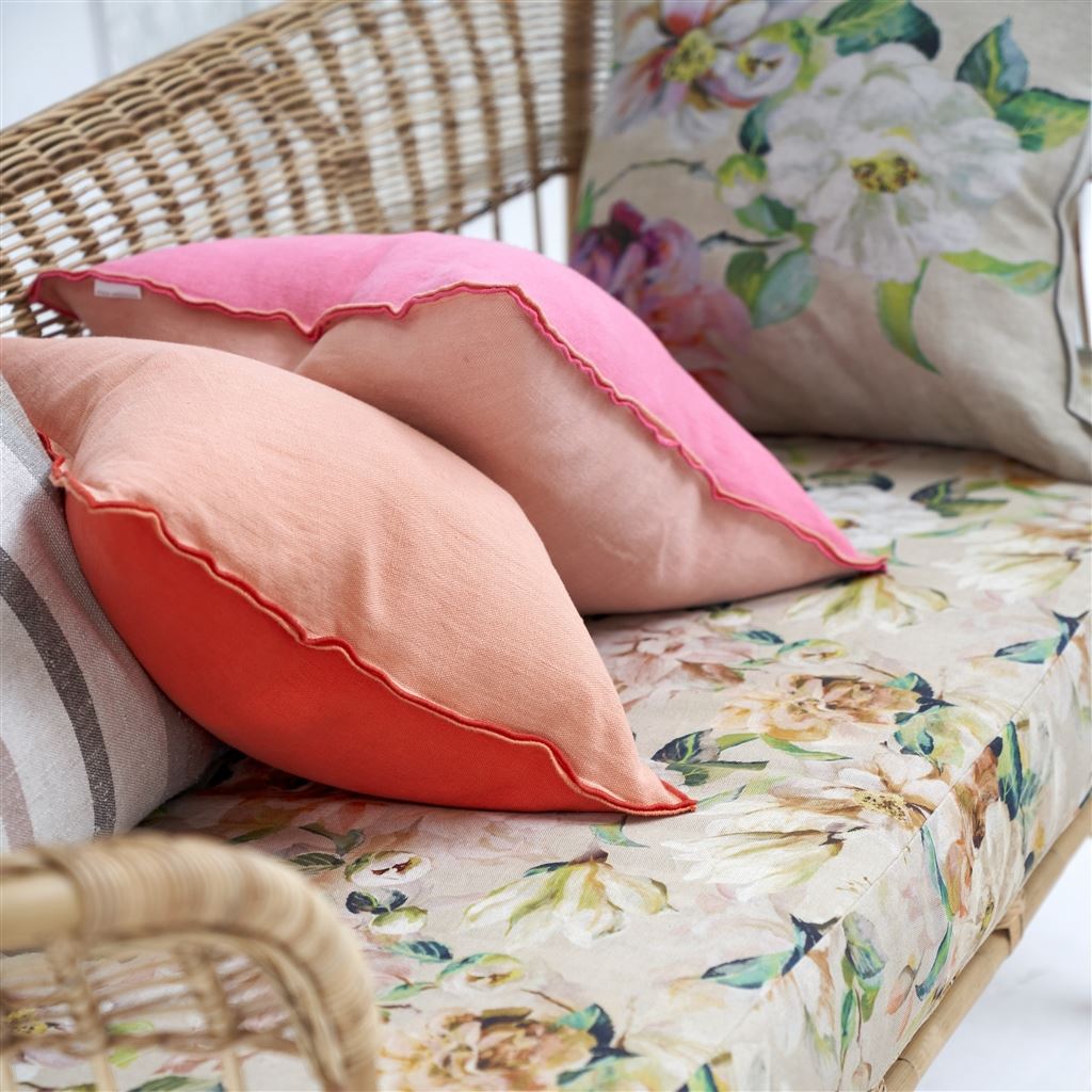 DG Brera Lino Cushion Hibiscus &amp; Peach Linen