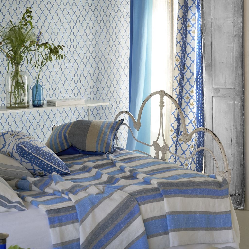 Pergola Trellis Fabric Cobalt