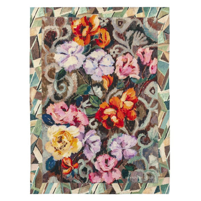 Karierter Wandteppich mit Blumen-Pflaume
