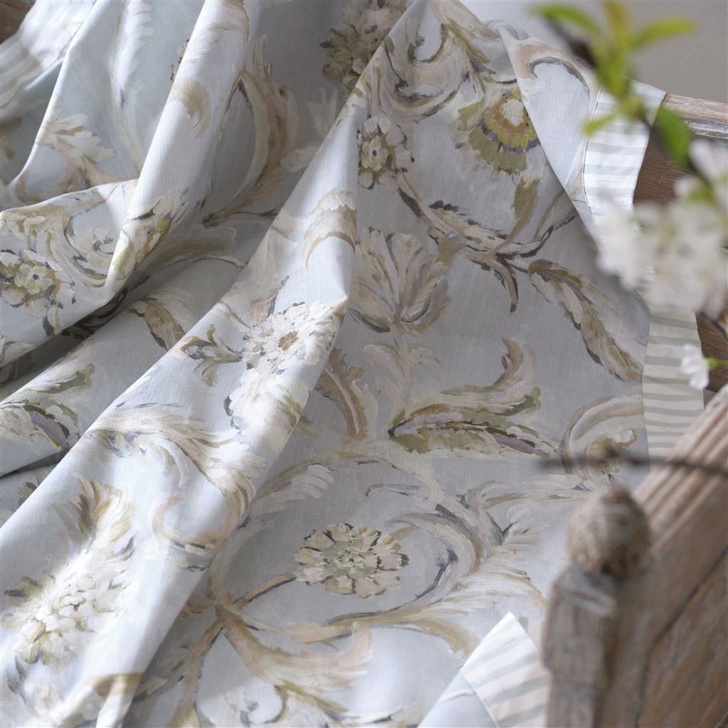 Myrtle Damask Celadon Fabric