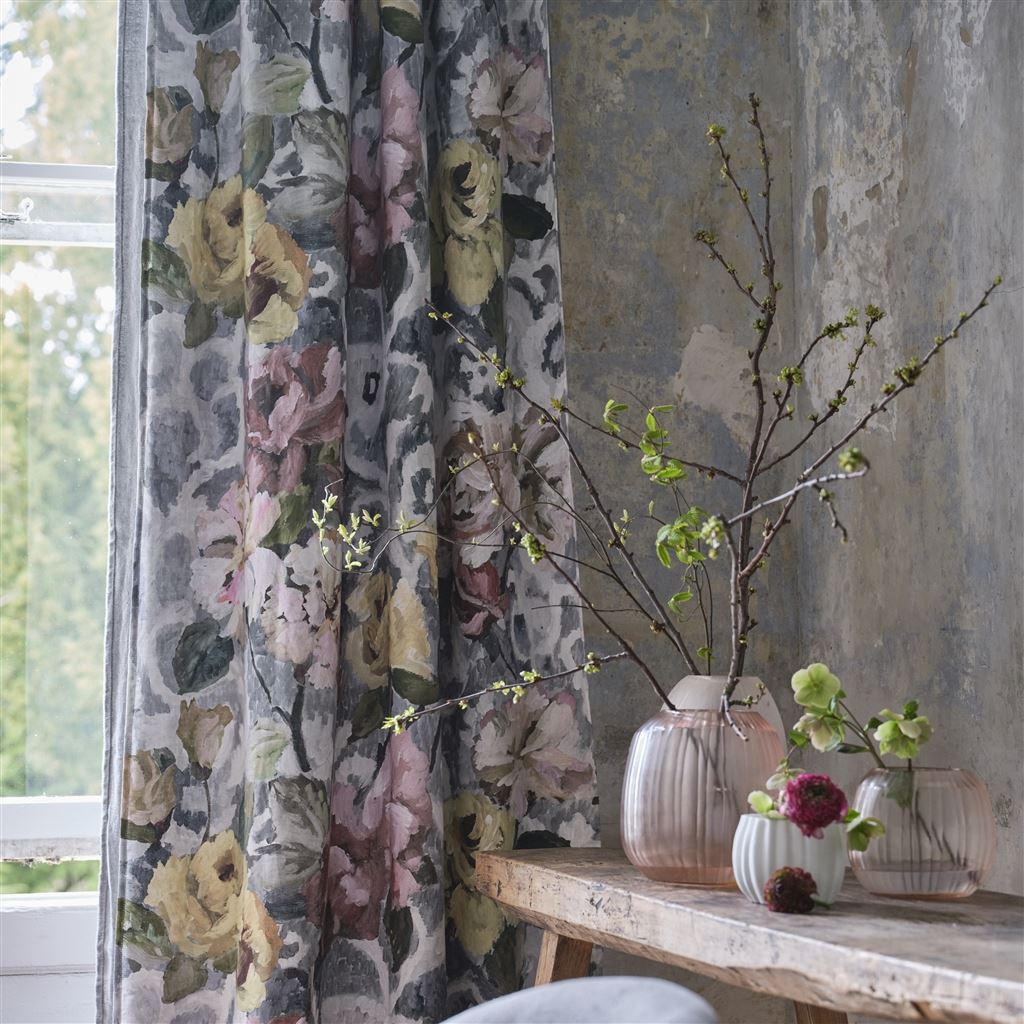Tissu Tapestry Flower Platinum