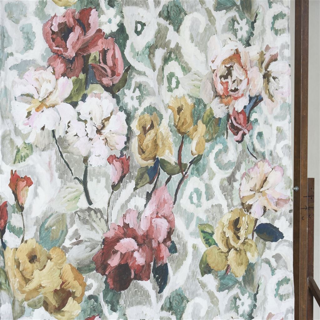 Fabric Tapestry Flower Eau De Nil