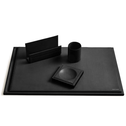 Brennan Schreibtischunterlage aus schwarzem Leder