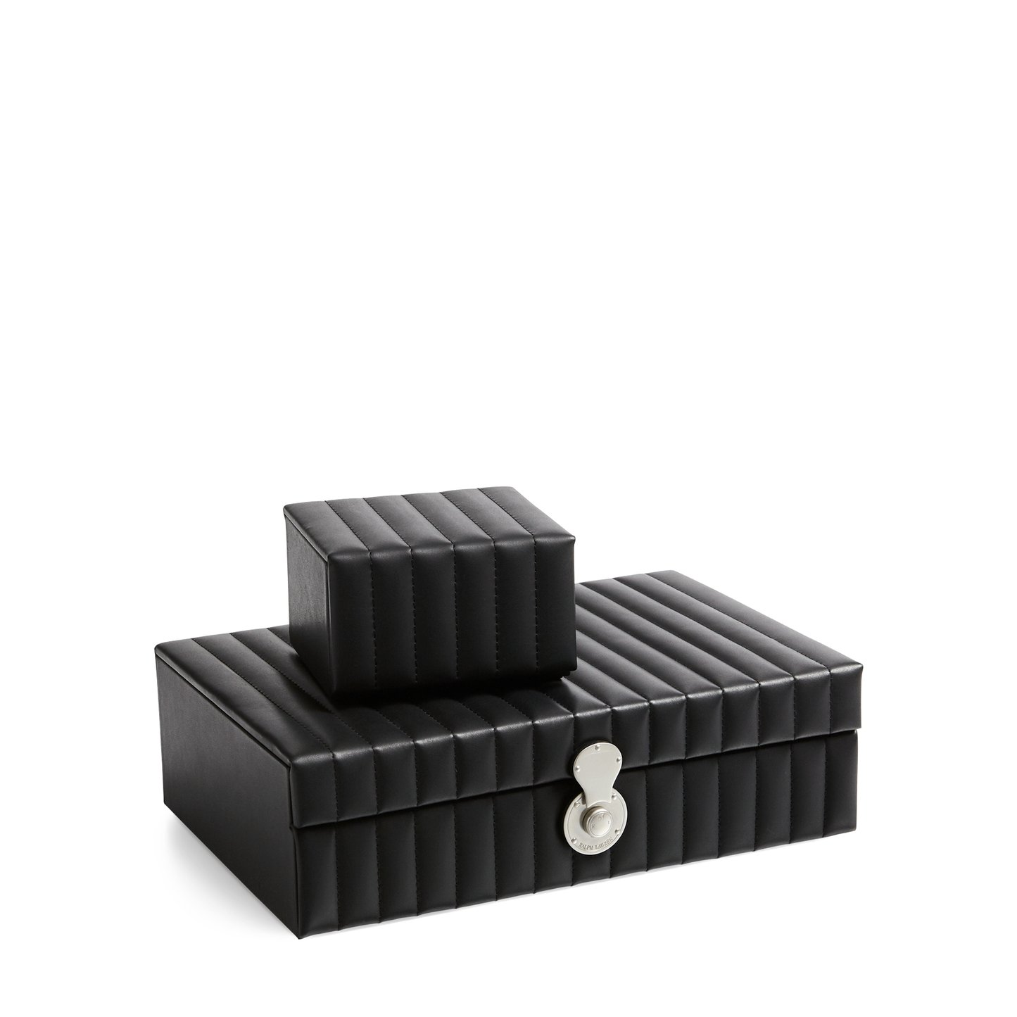 Cooper Uhren- und Manschettenbox aus schwarzem Leder