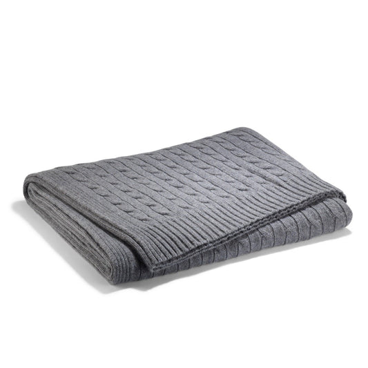 Plaid Cable Cashmere Twisted Modern Charcoal