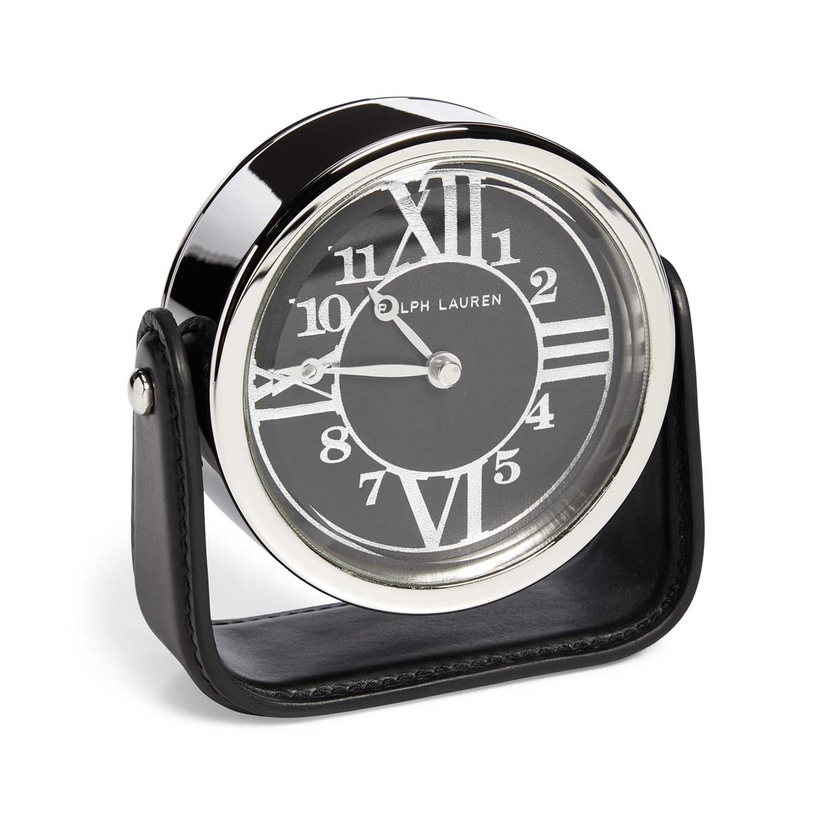 Brennan Clock Black Leather