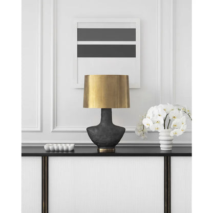 Lampe de Table Armato Petit modèle - Céramique Noire et Laiton bruni