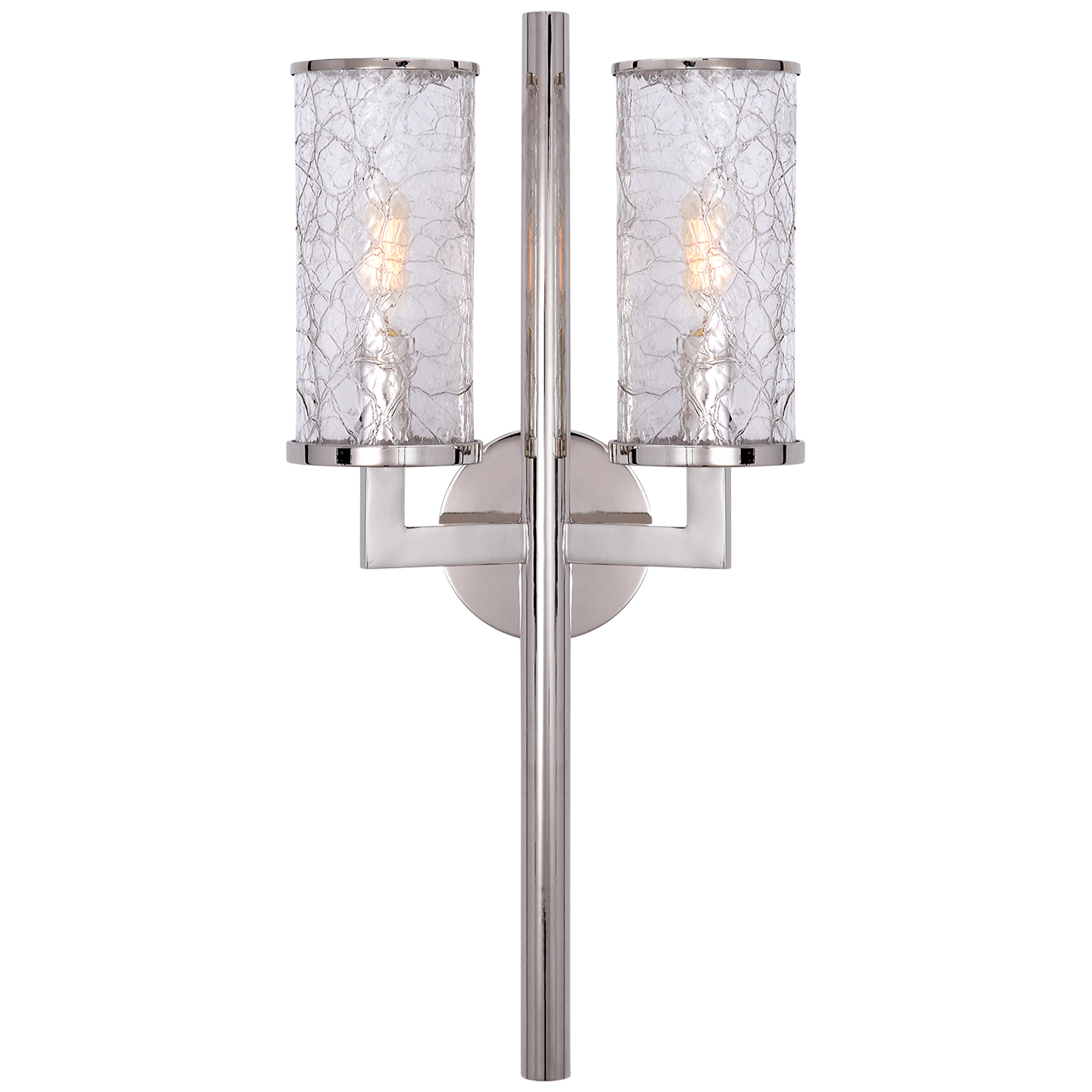 Liaison Double cracked glass wall light - Nickel