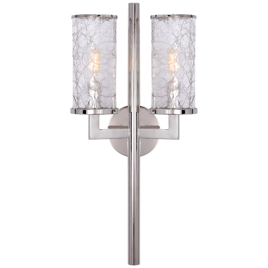 Liaison Double cracked glass wall light - Nickel